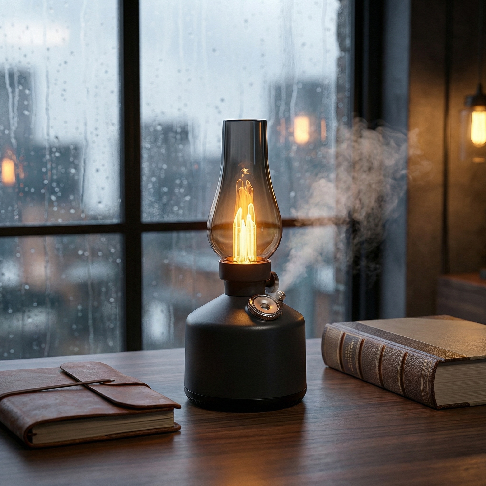 Vintage Kerosene Lamp Aroma Diffuser with Flickering Flame Effect
