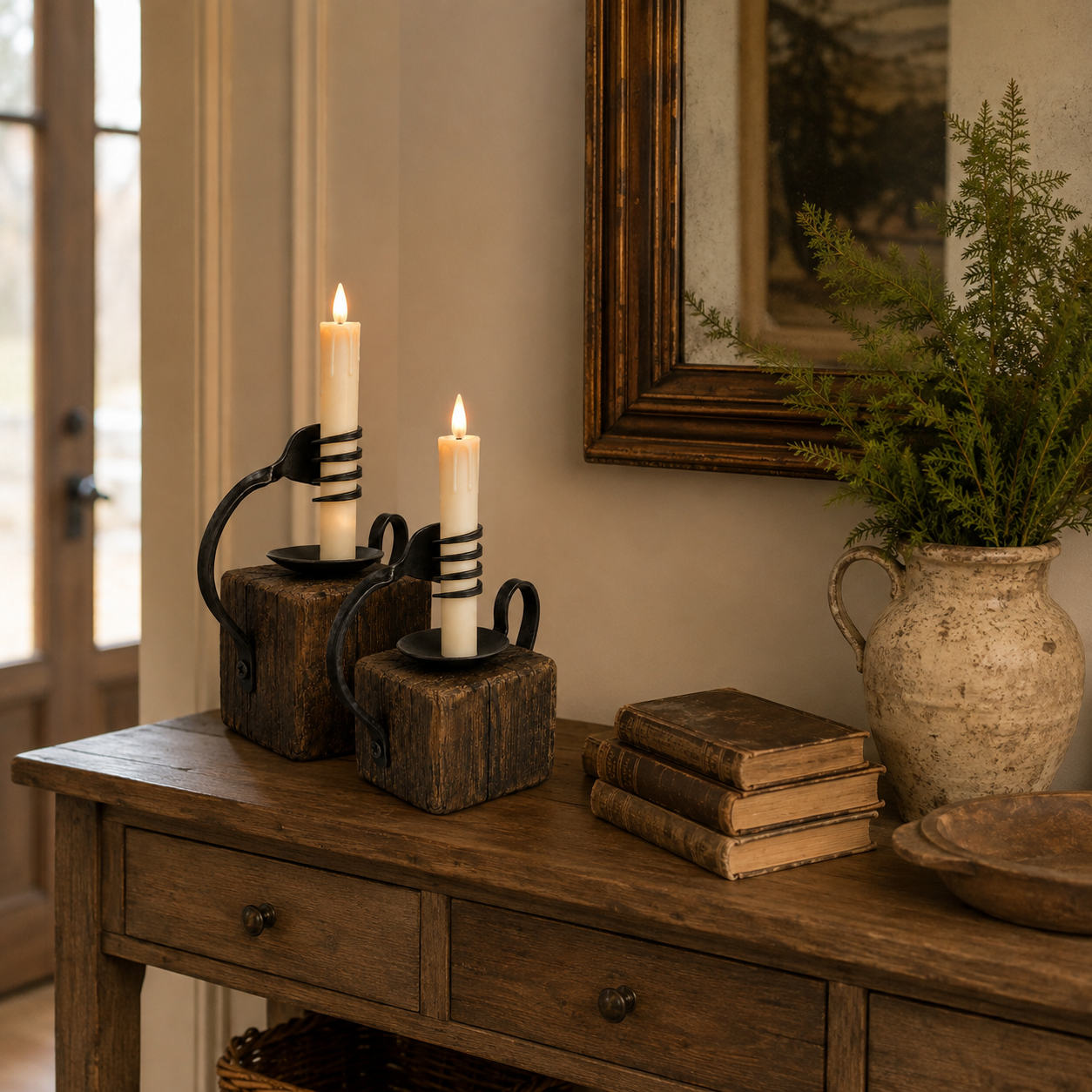 Rustic Fork-Inspired Flameless LED Candle Holders