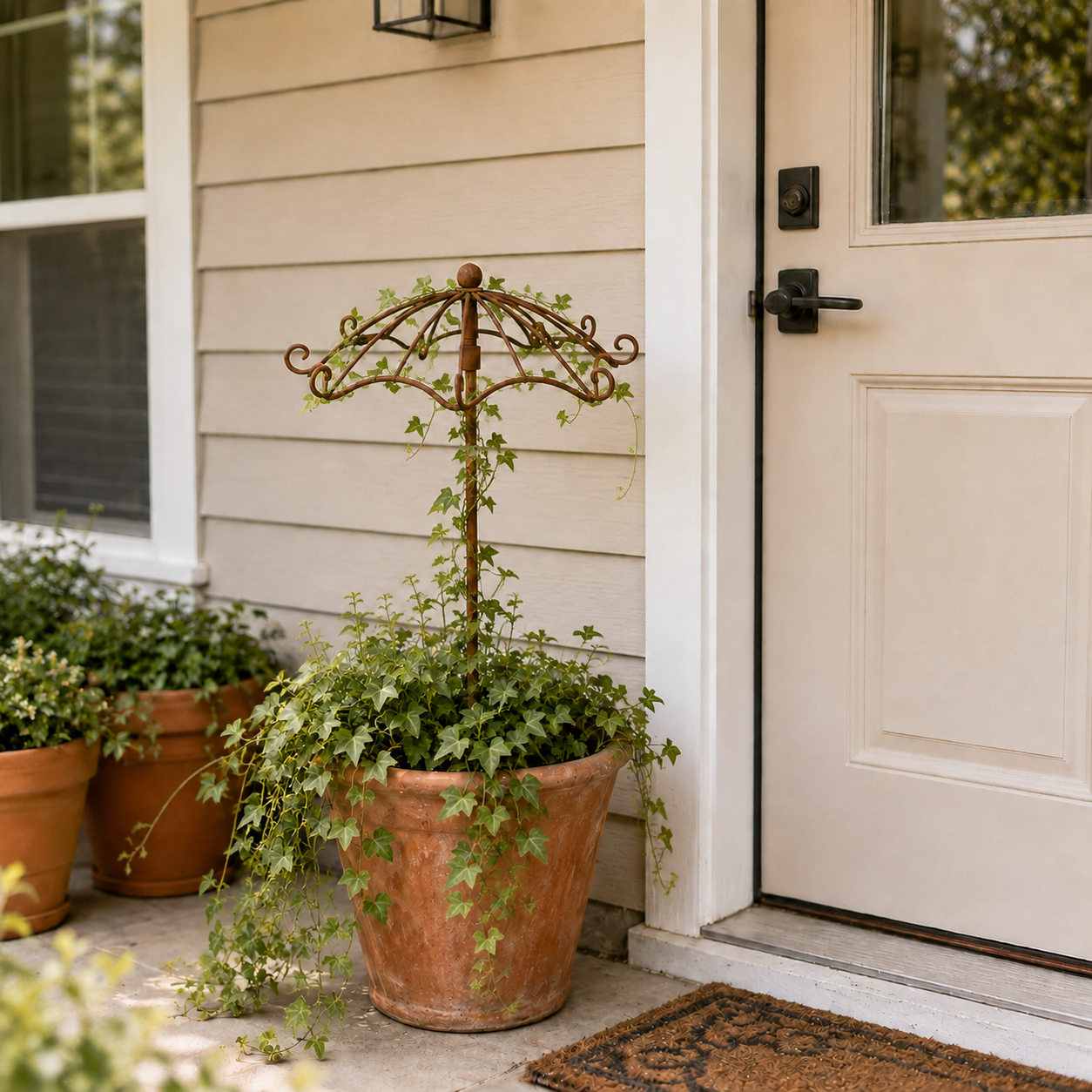 Vintage Wrought Iron Umbrella Garden Trellis