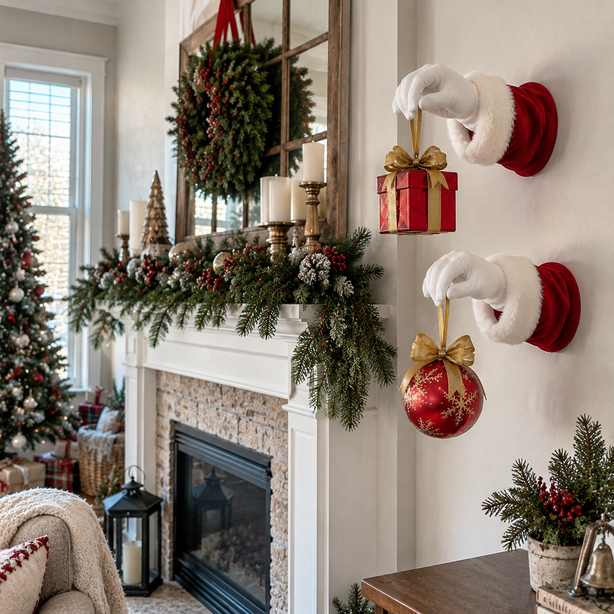 Lighted Santa Hand Christmas Wall Decor