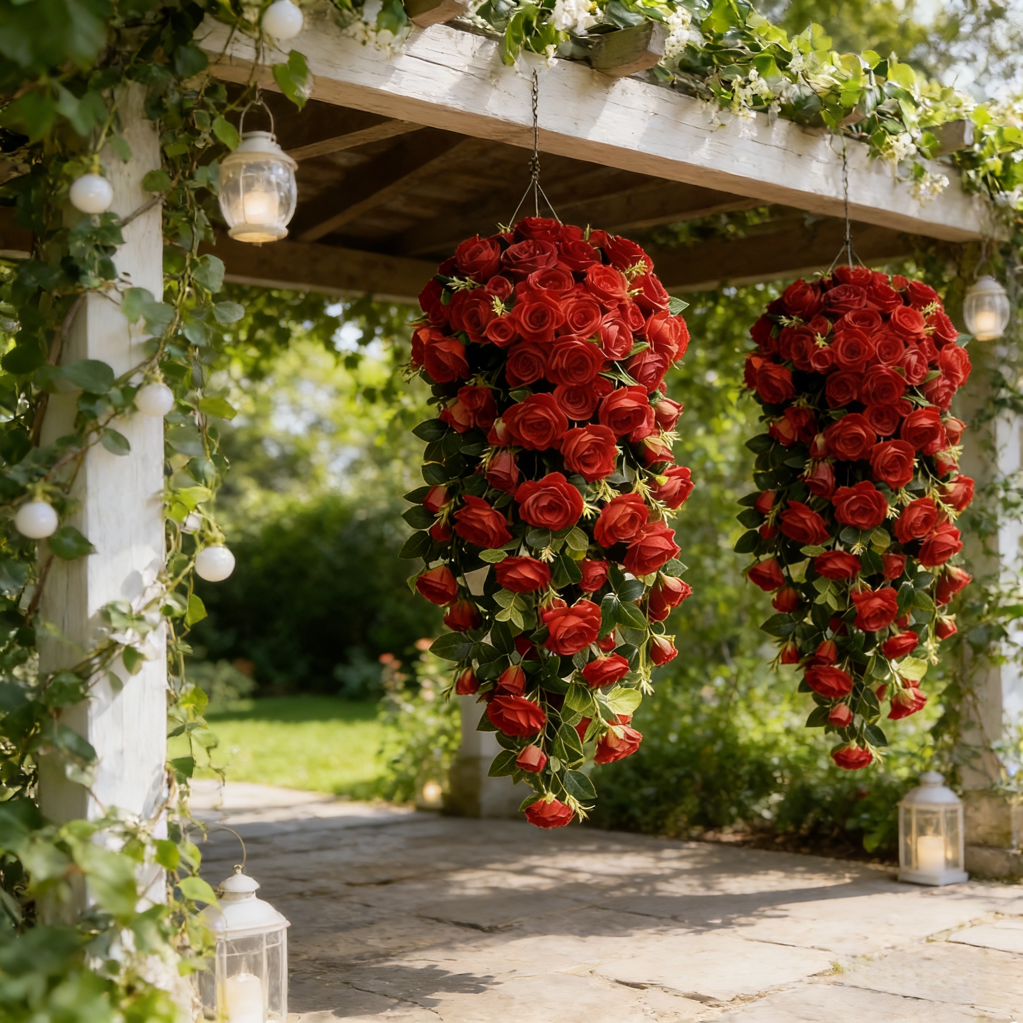 Large Realistic Artificial Rose Hanging Vine Bouquet