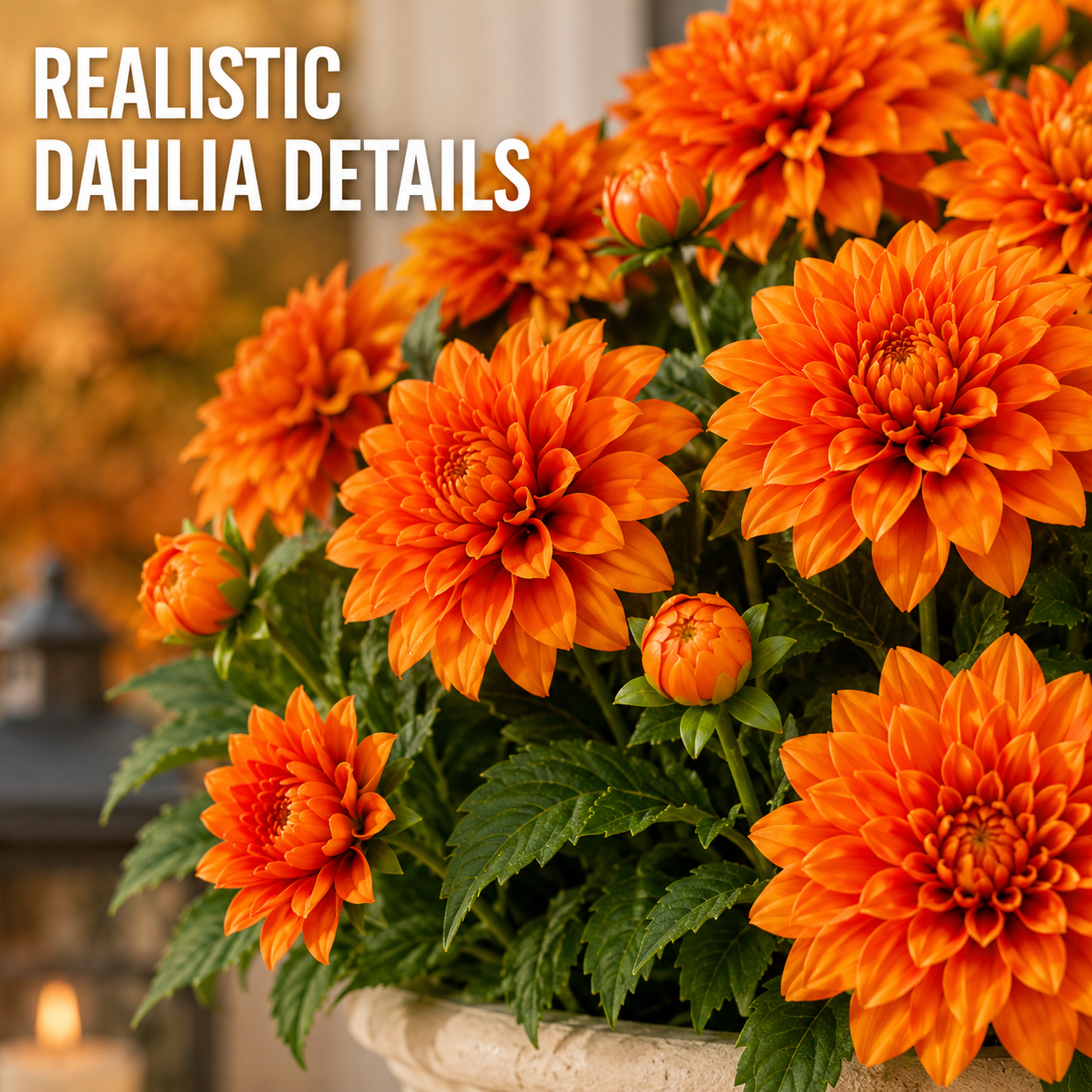 Vibrant Faux Dahlia Fall Porch Planter Filler - Outdoor Artificial Floral Arrangement with UV Resistant, Waterproof & Windproof Design