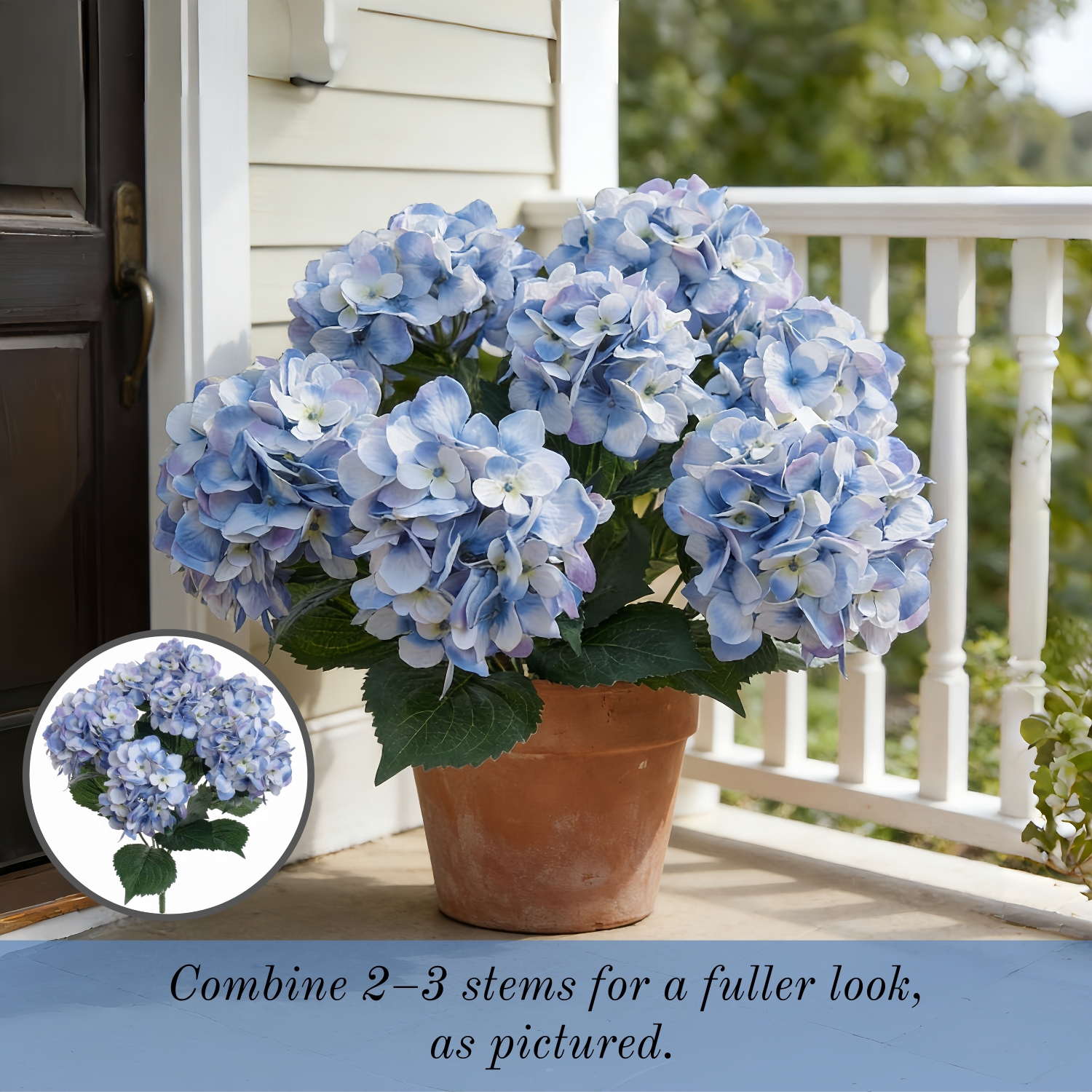 Real Touch Artificial Hydrangea Flowers, UV Resistant Faux Hydrangea Bush for Indoor & Outdoor Décor