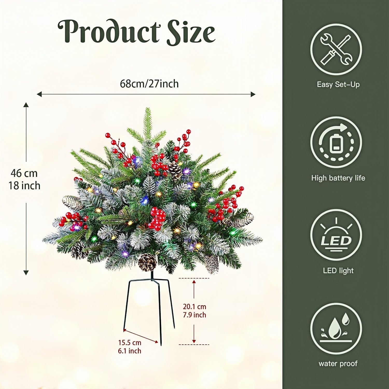 Pre-lit Artificial Christmas Tree Urn Filler