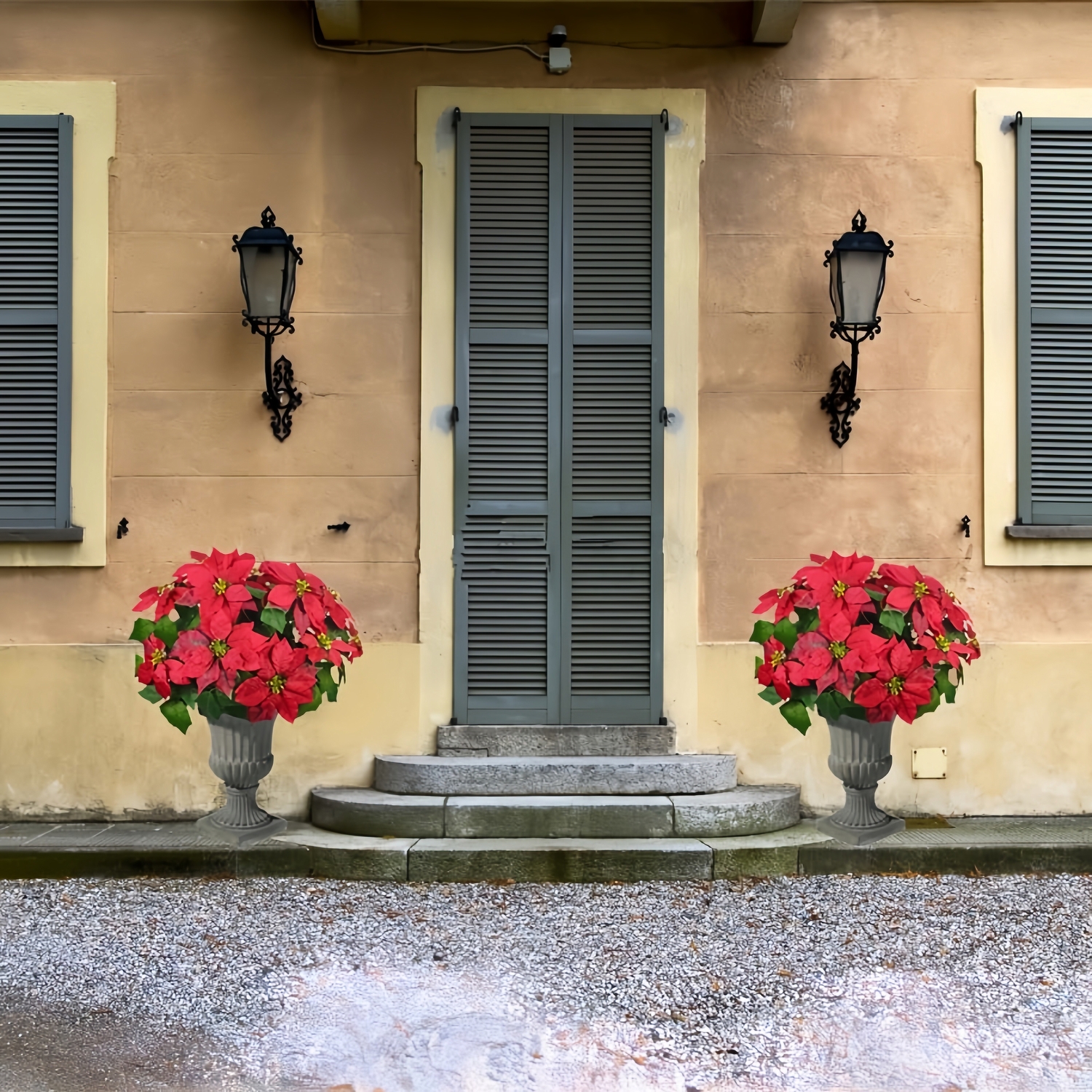 Artificial Poinsettia Christmas Topiary