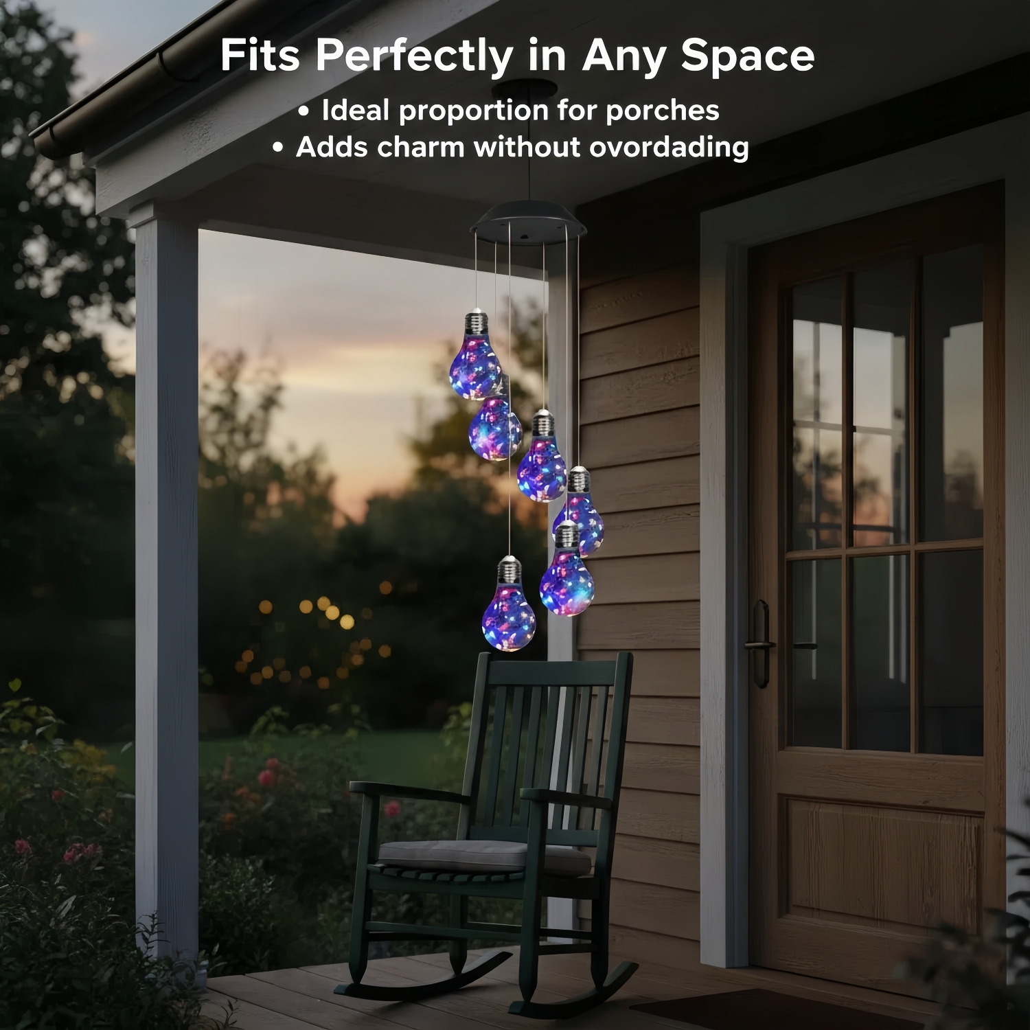 Solar-Powered Colorful LED Light Bulb Wind Chimes
