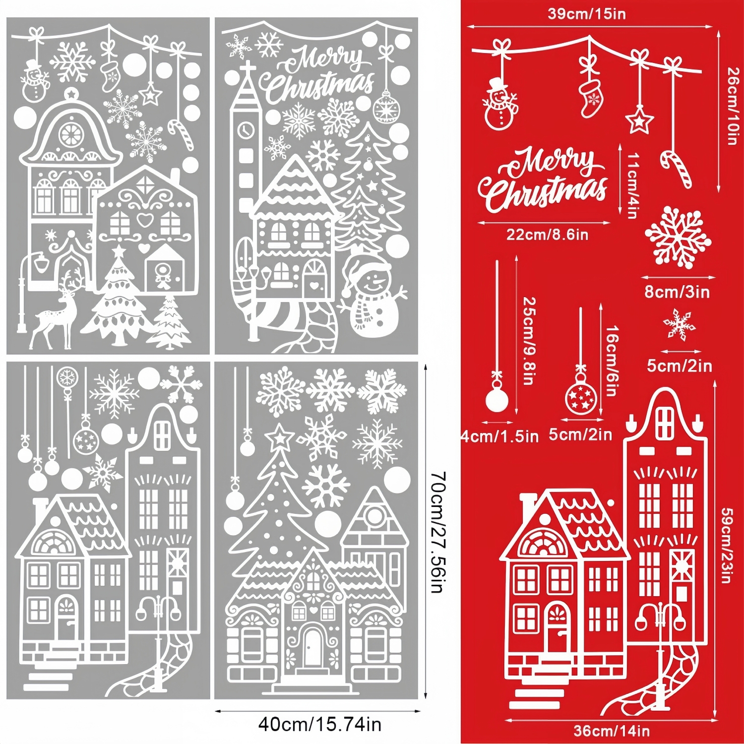 Christmas Village Window Clings (4 Sheets / 78 PCS)