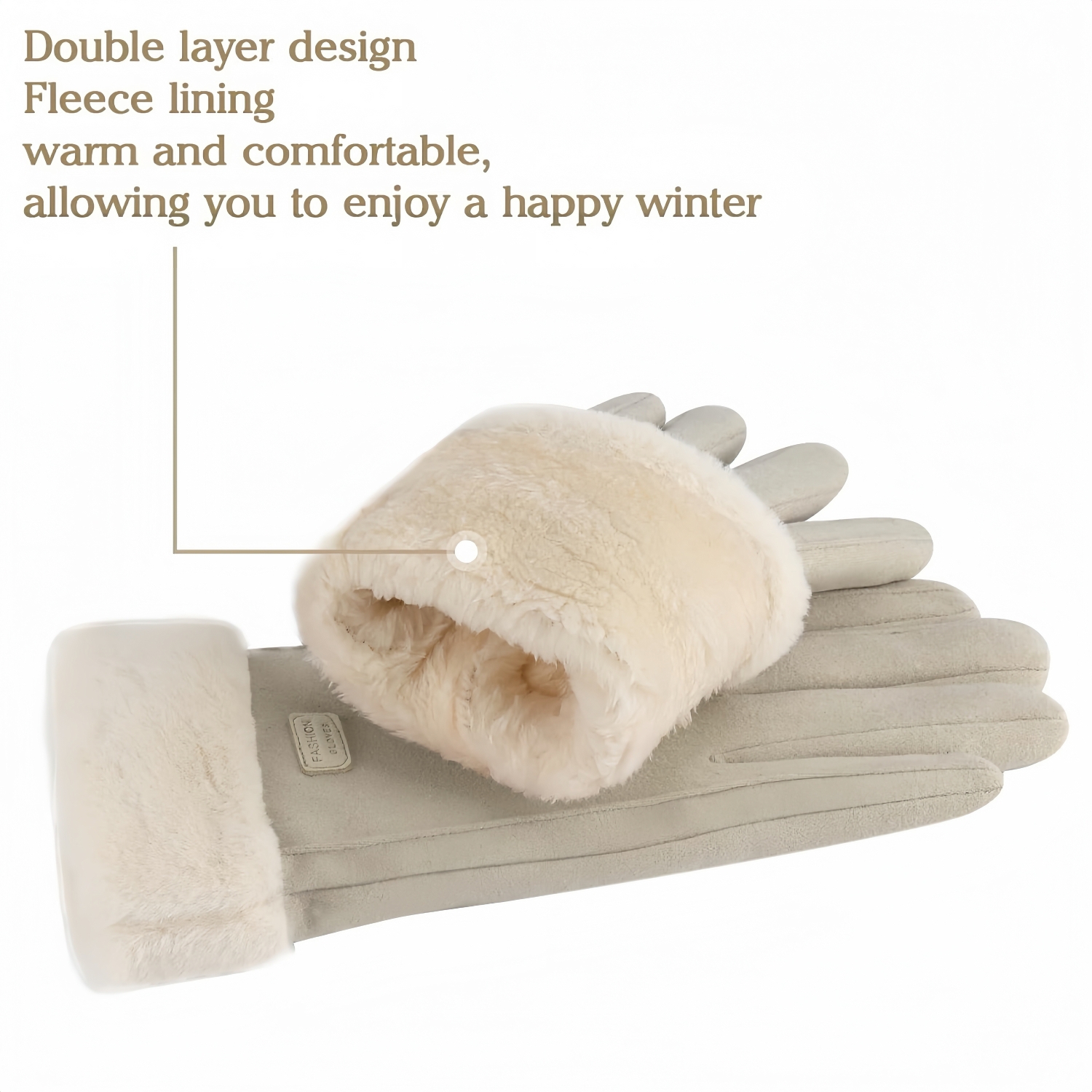 Winter Thickened Plush Leather Gloves – Women’s Warm Touchscreen Mittens