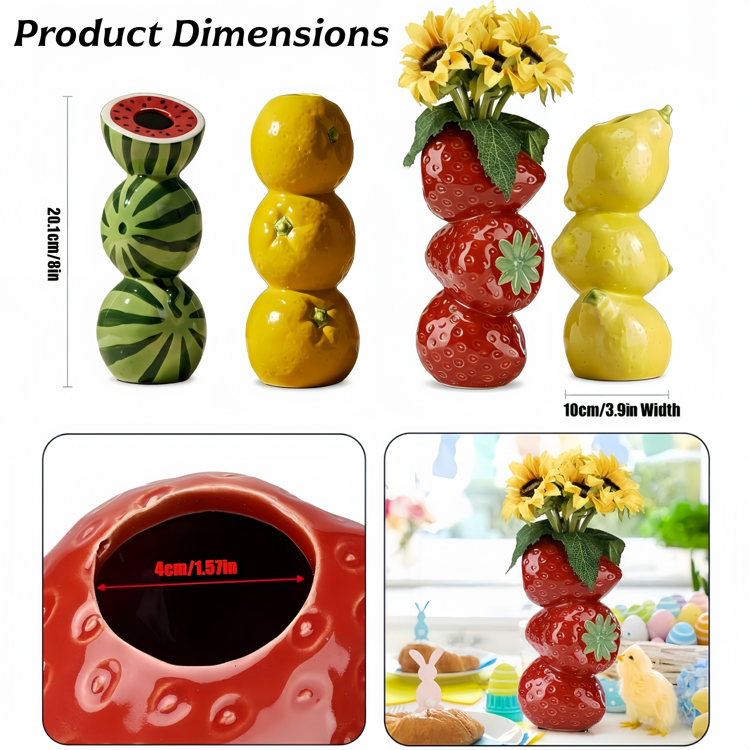 Handcrafted Stacked Fruit Ceramic Vase