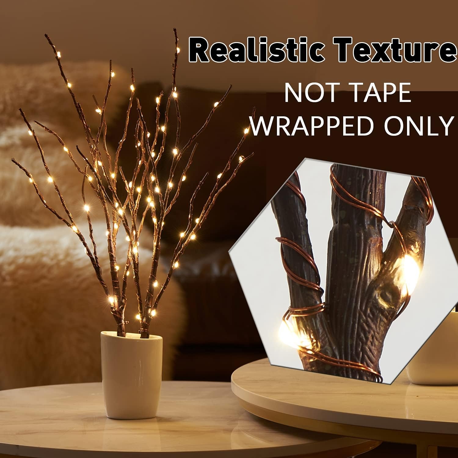 28'' Lighted Willow Branches with Timer 100 LED Fairy Lights