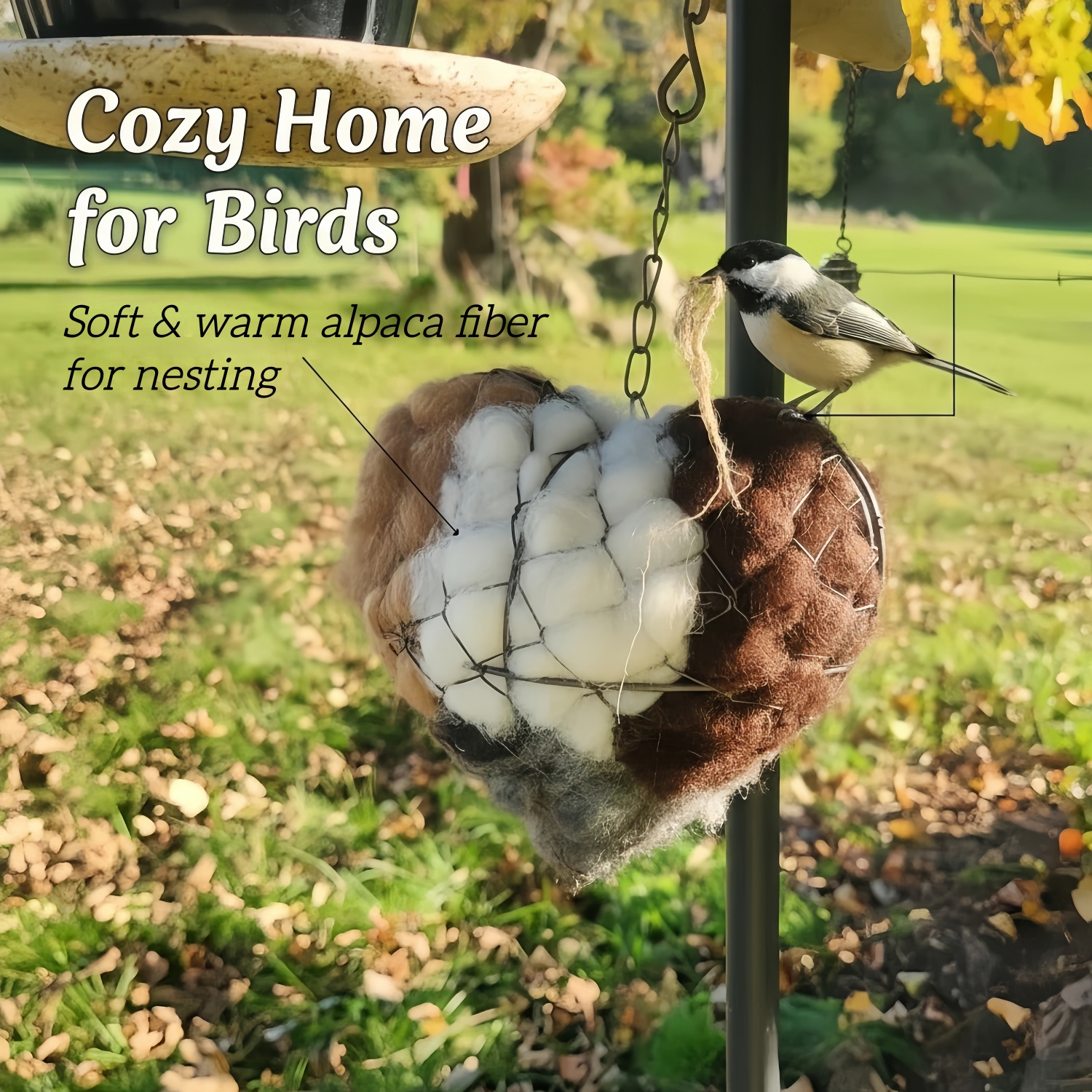 Handmade Alpaca Fiber Bird Nesting Heart