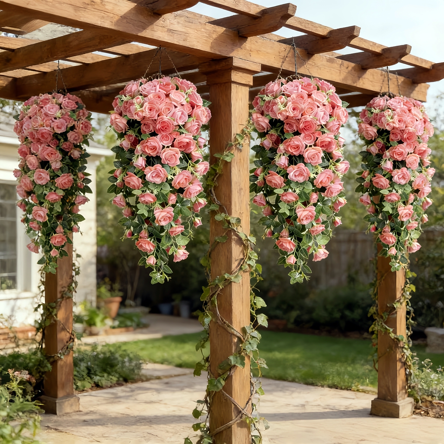 Large Realistic Artificial Rose Hanging Vine Bouquet