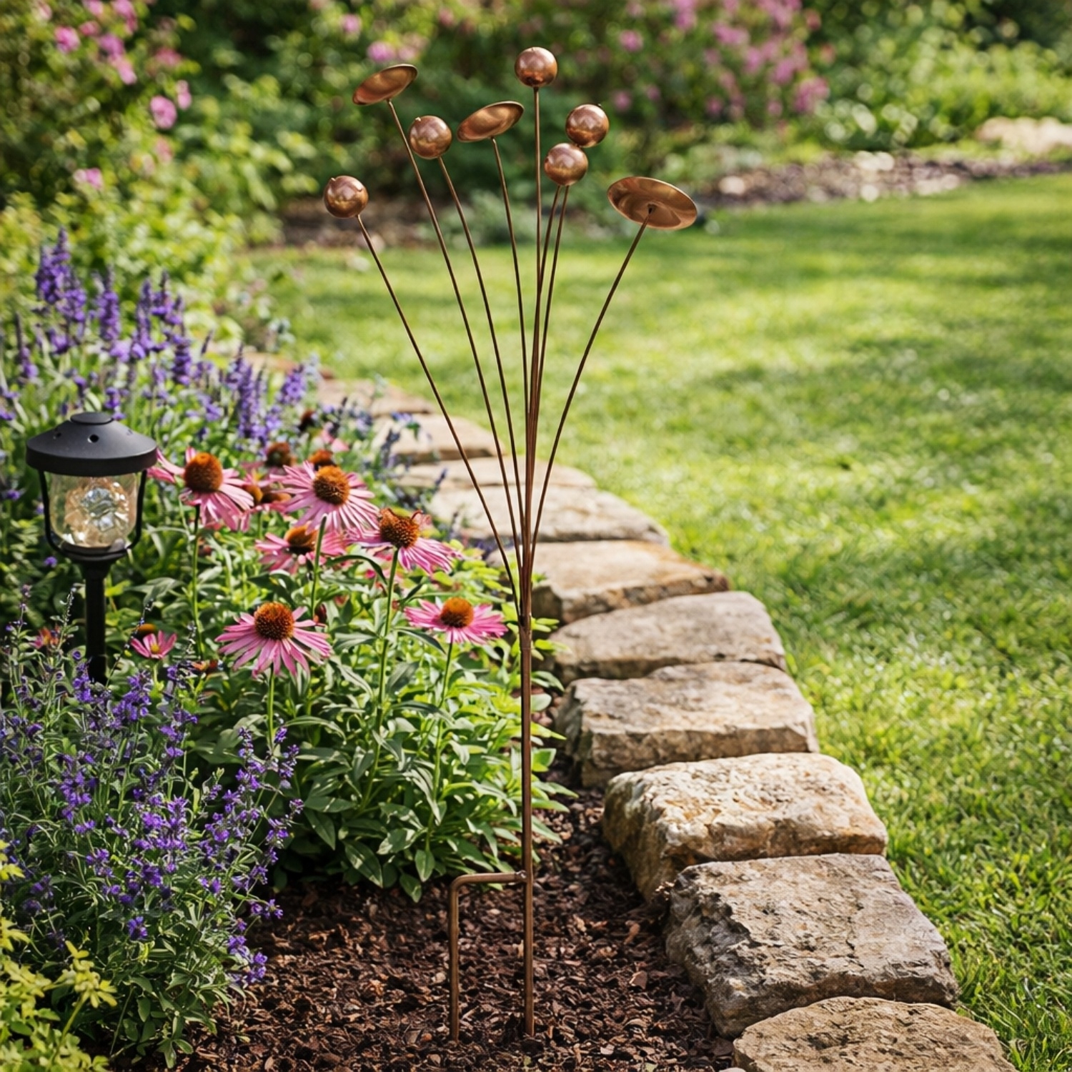 Artisan Copper Bloom Garden Stake Sculpture