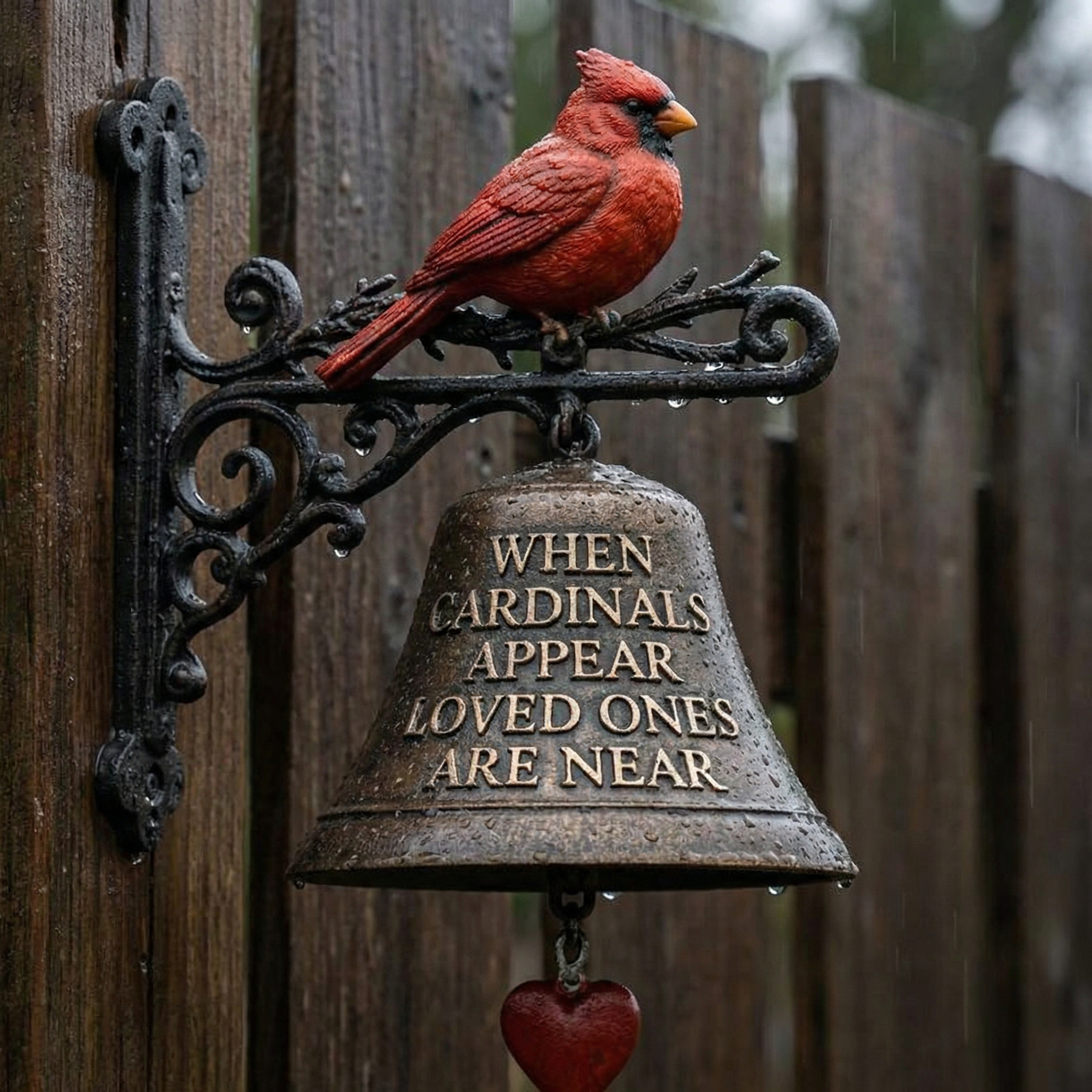 Cardinal Memorial Garden Bells – Outdoor Garden Sympathy Chime for Porch, Patio & Yard Décor