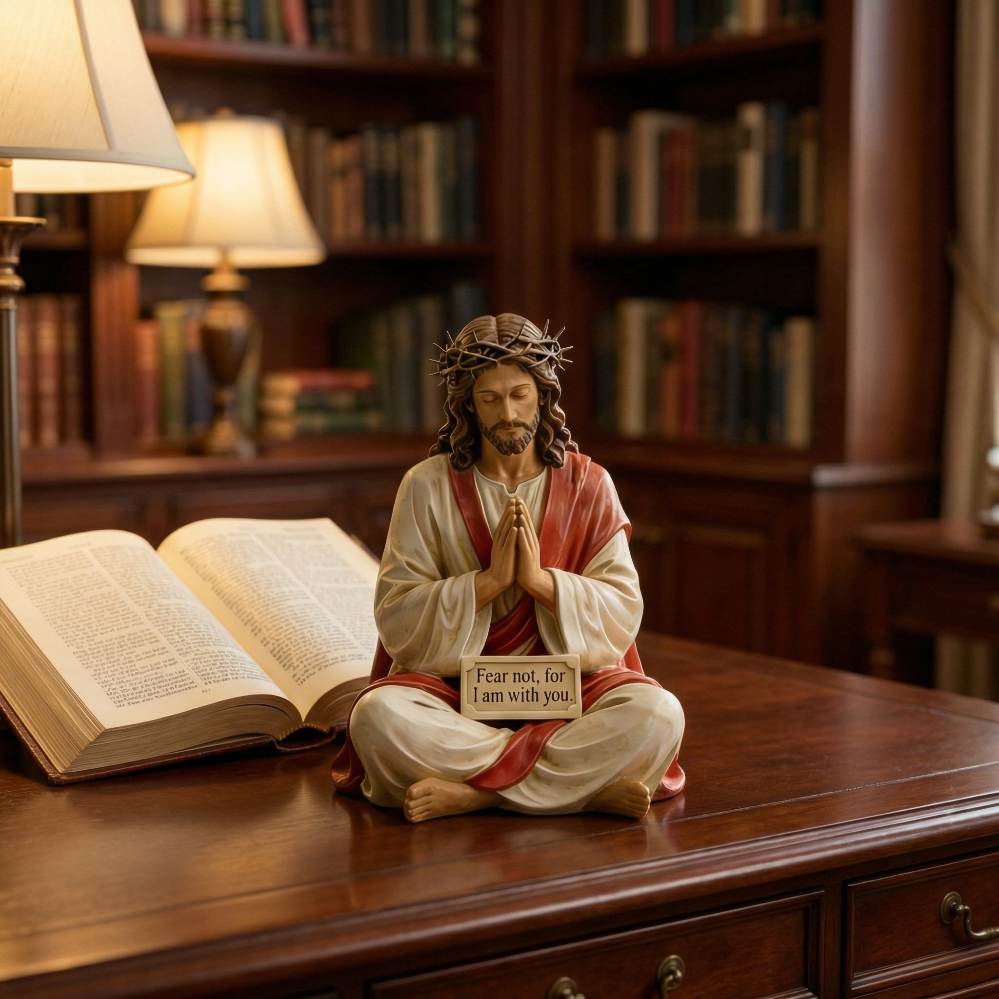 Hand-Painted Praying Jesus & Virgin Mary Figurines