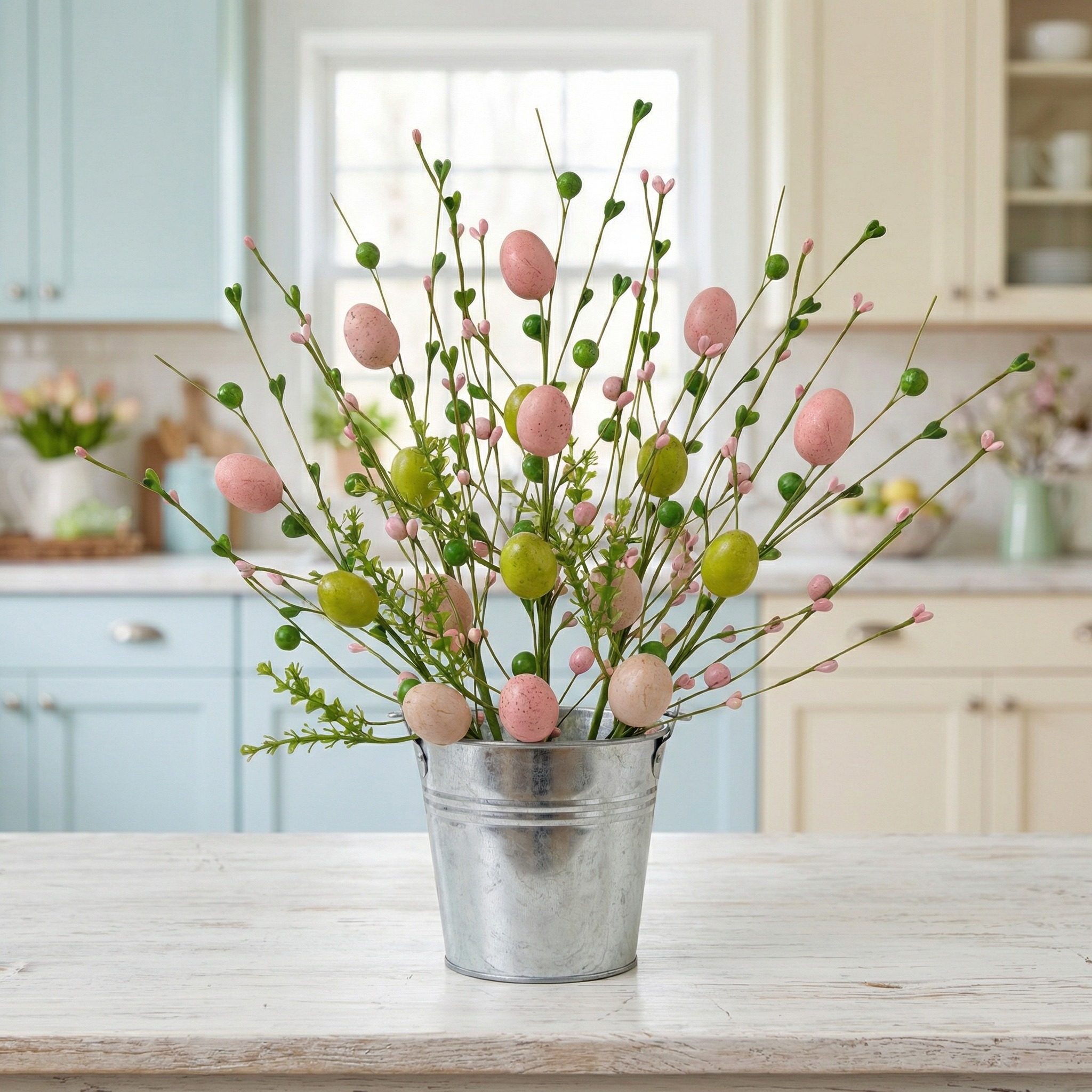 5 Bunches of Artificial Easter Egg Branches – Pastel Berry & Bud Stems for Spring Bouquet, Vase Filler & Easter Table Centerpiece Decor