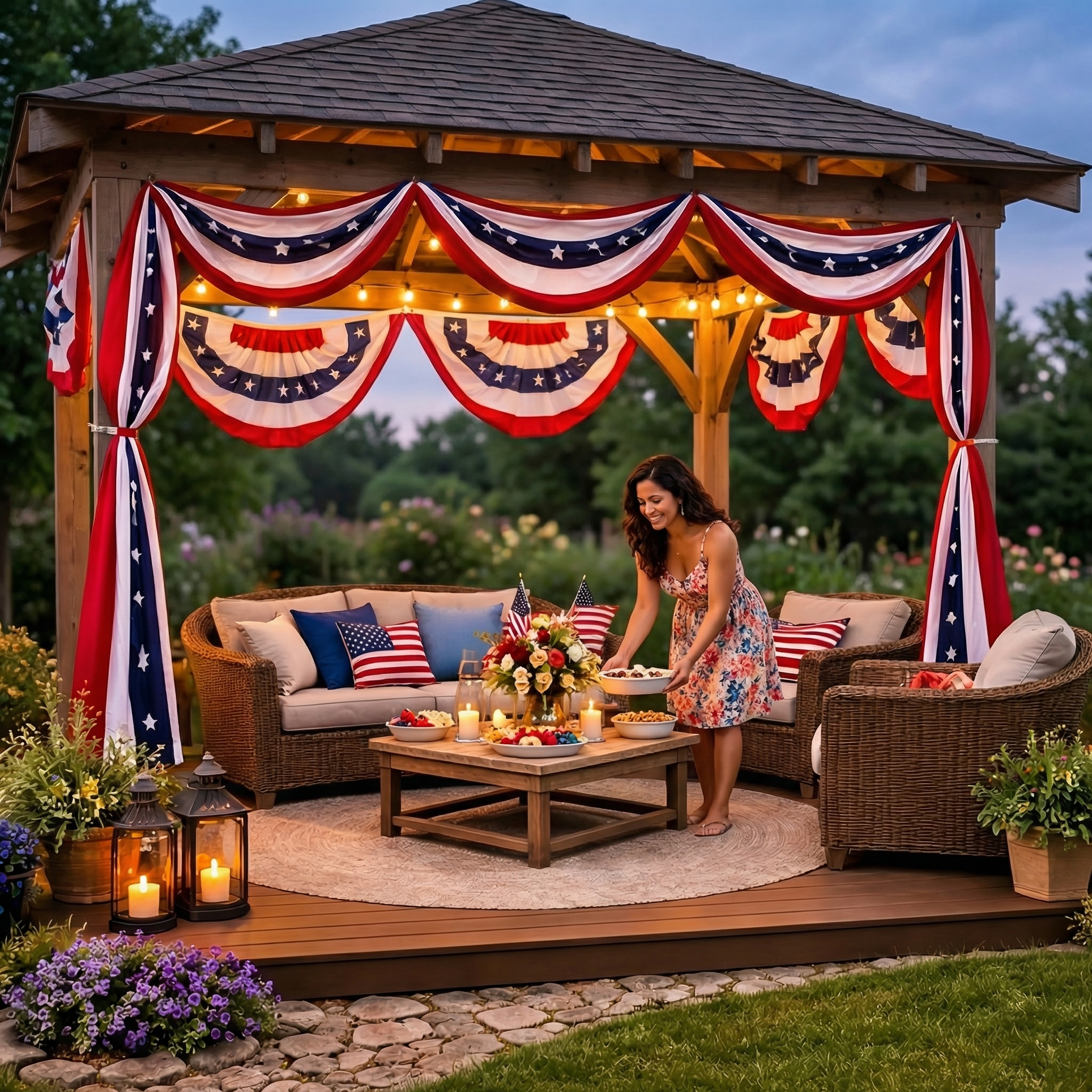 236" Patriotic USA Banner – 250th Anniversary Red White Blue Bunting, Independence Day Outdoor Porch & Fence Decoration