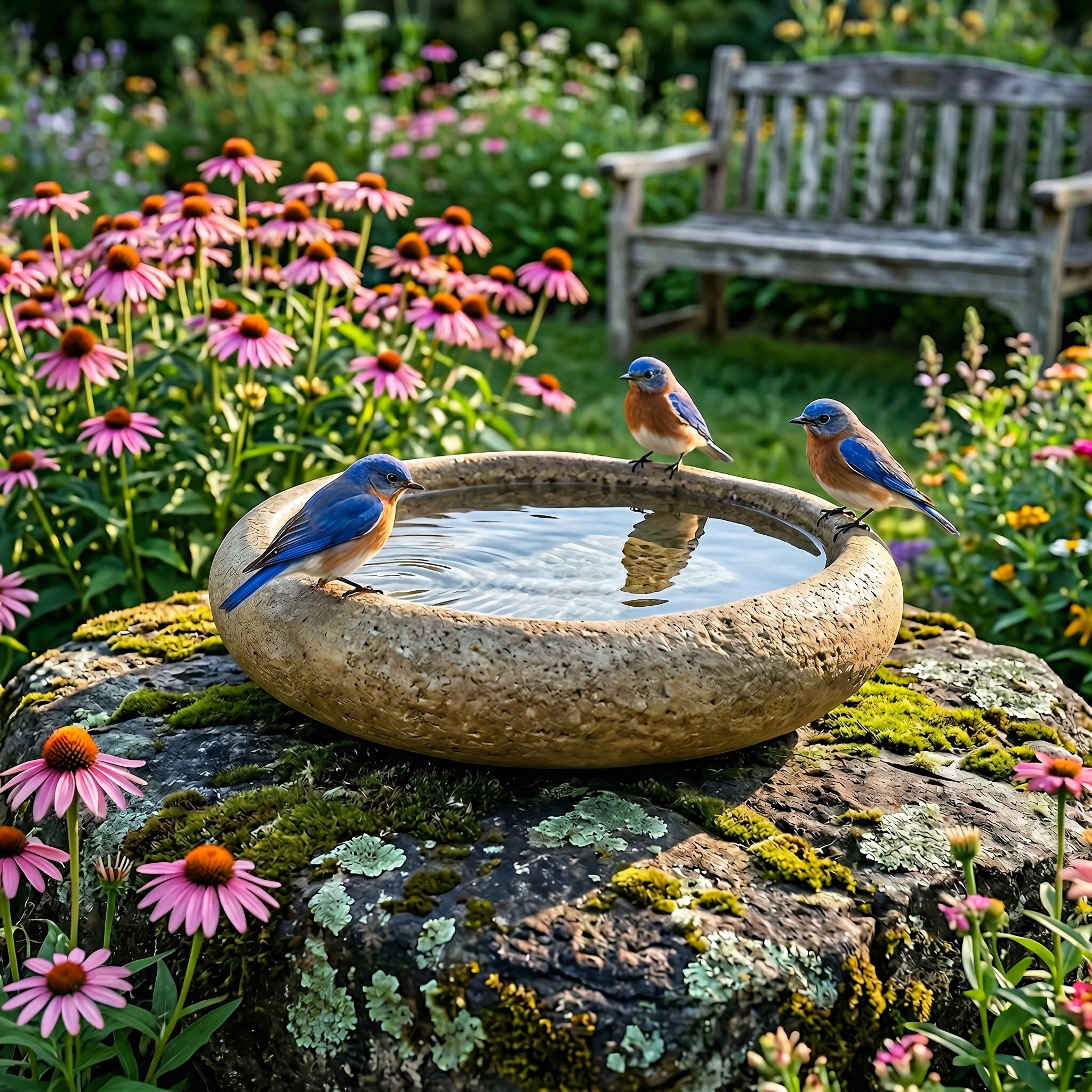 Natural River Stone Bird Bath