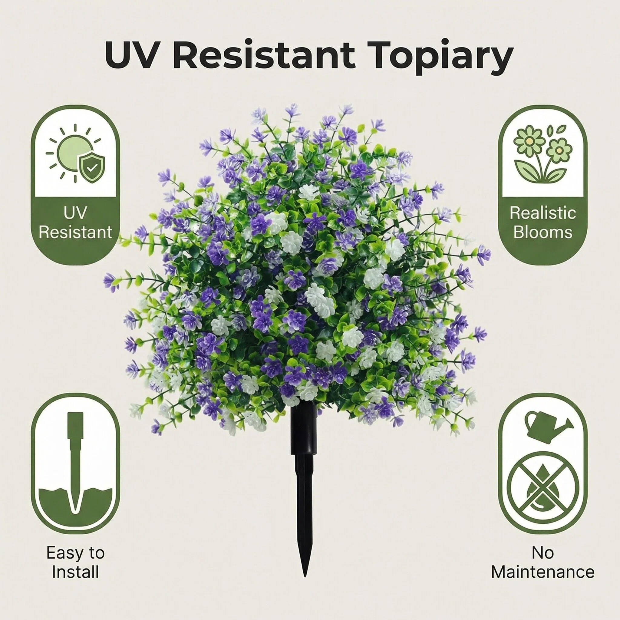 UV-Resistant Artificial Camellia Topiary Tree with Ground Stake for Indoor & Outdoor Decor