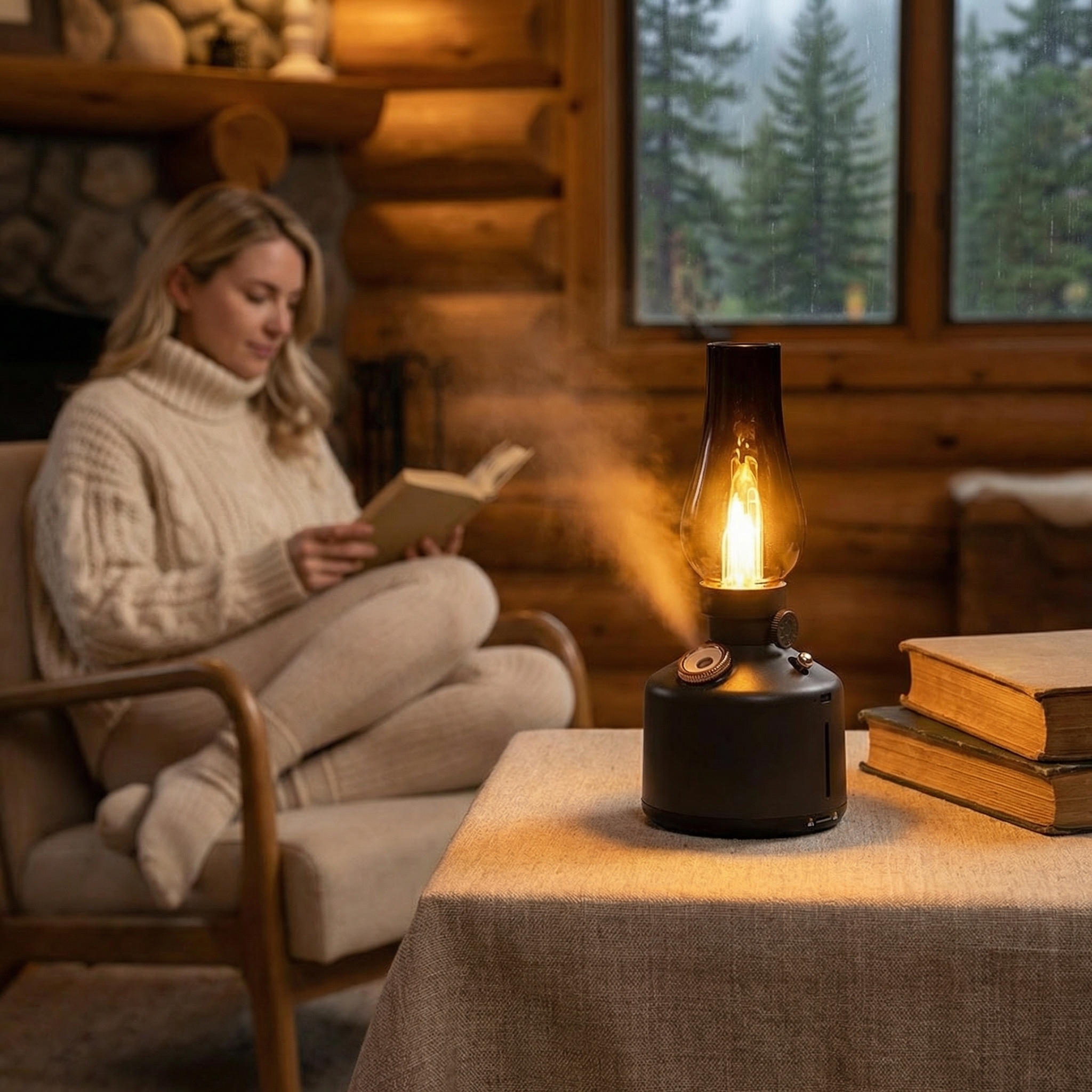 Vintage Kerosene Lamp Aroma Diffuser with Flickering Flame Effect