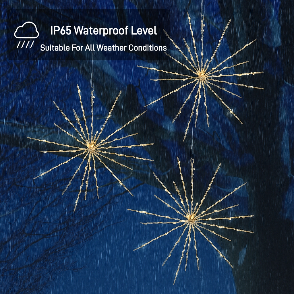 Gold Glitter Hanging Starburst Lights with Loop