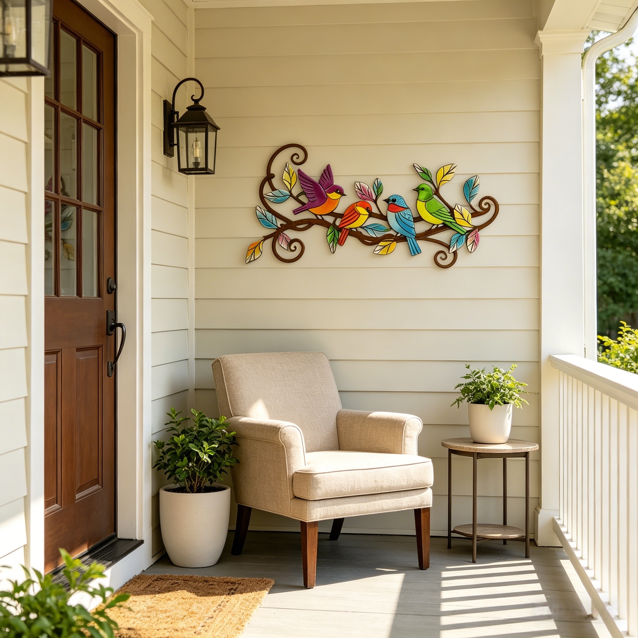 Colorful Metal Bird Wall Decor for Outdoor Patio