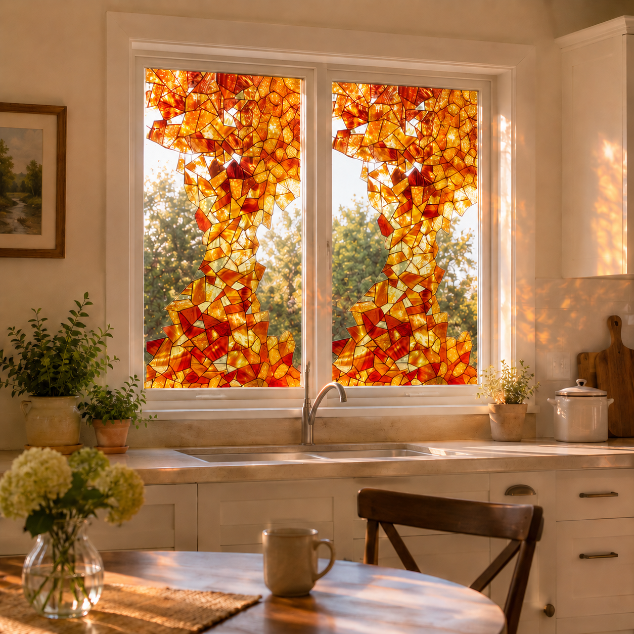 Amber Stained Glass Window Film