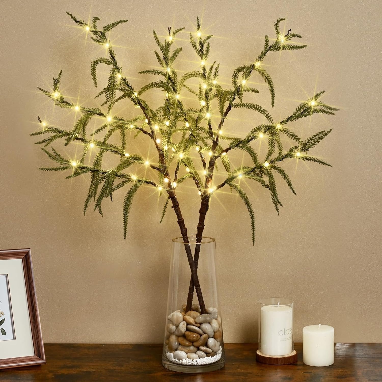 Lighted Norfolk Pine Branches