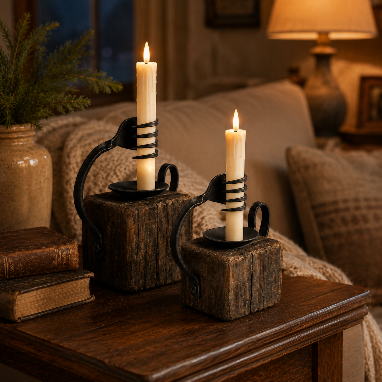 Rustic Fork-Inspired Flameless LED Candle Holders
