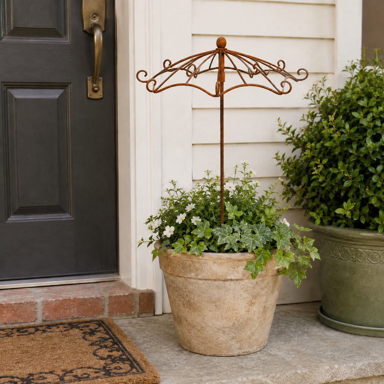 Vintage Wrought Iron Umbrella Garden Trellis