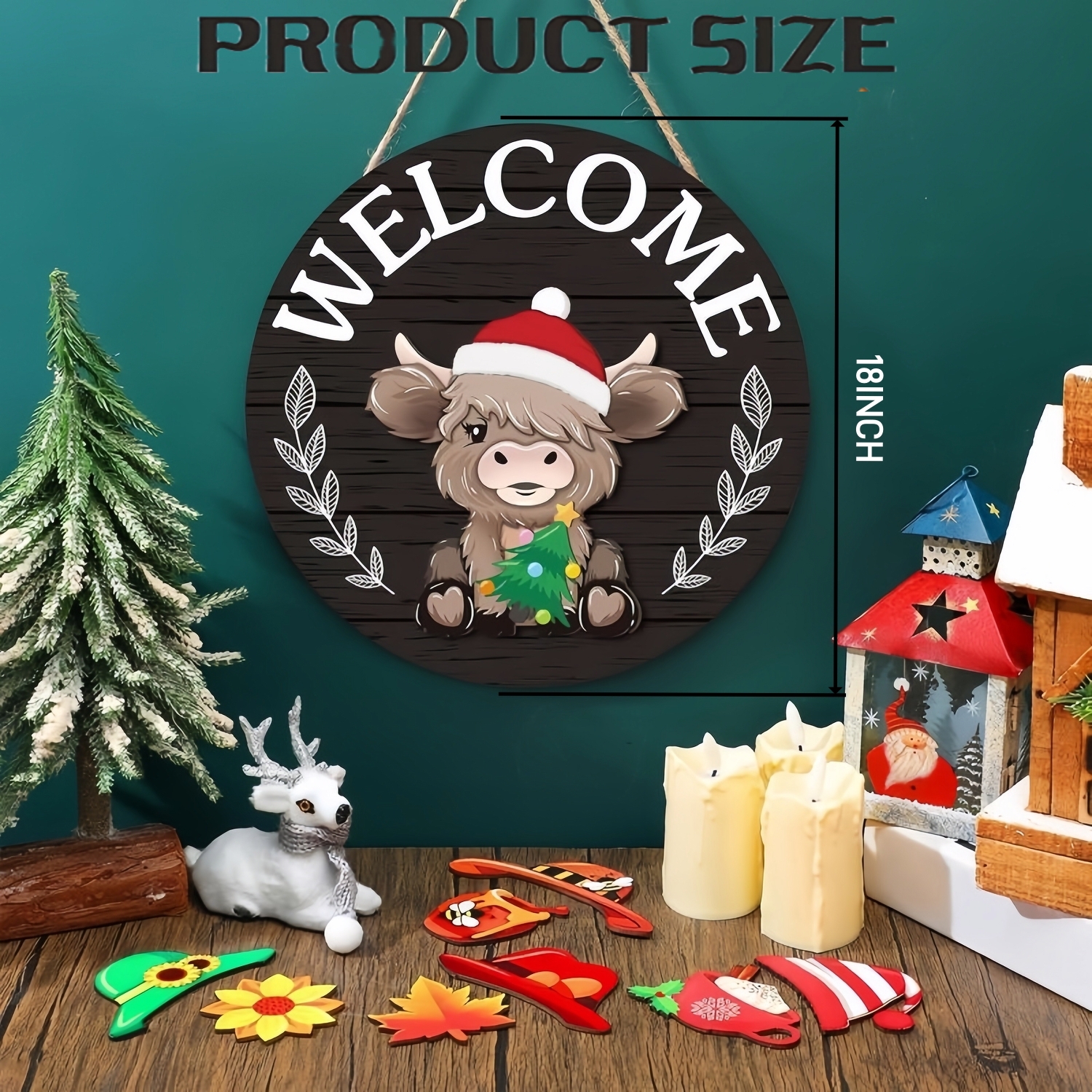 35Pcs Highland Cow Sign Interchangeable Welcome Sign