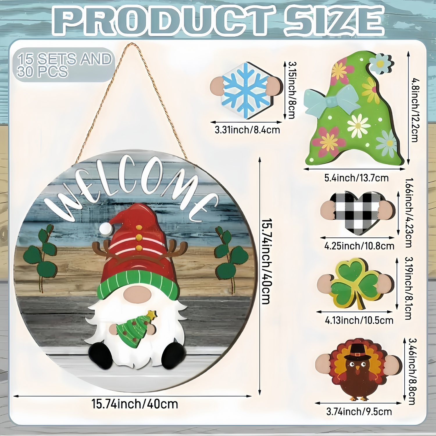 Seasonal Interchangeable Gnome Door Hanger