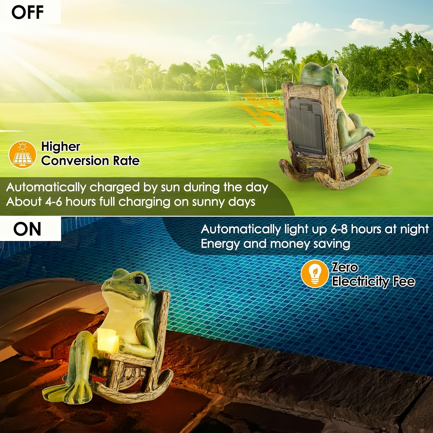 Solar Frog Garden Statue