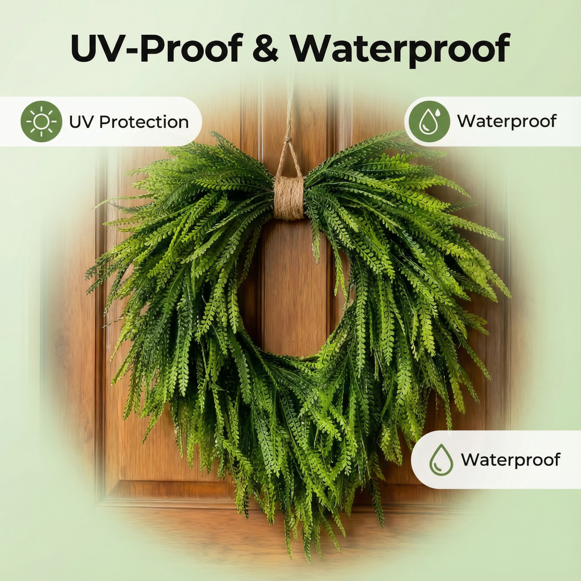 UV-Proof & Waterproof Fern Green Wreath