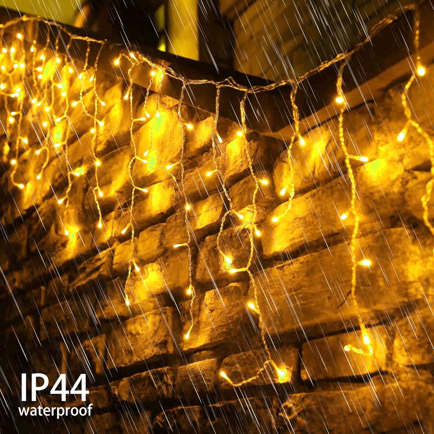 Outdoor Curtain String Lights with 8 Shining Modes