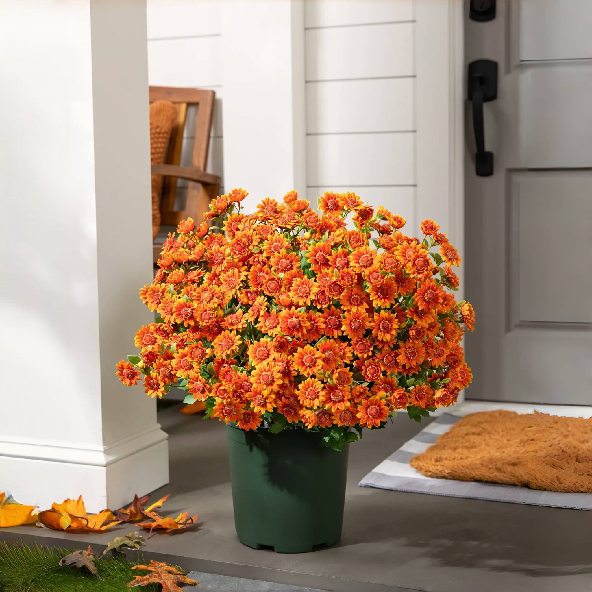 Artificial Outdoor Sunset Mums Flowers - UV resistant, Waterproof, Windproof