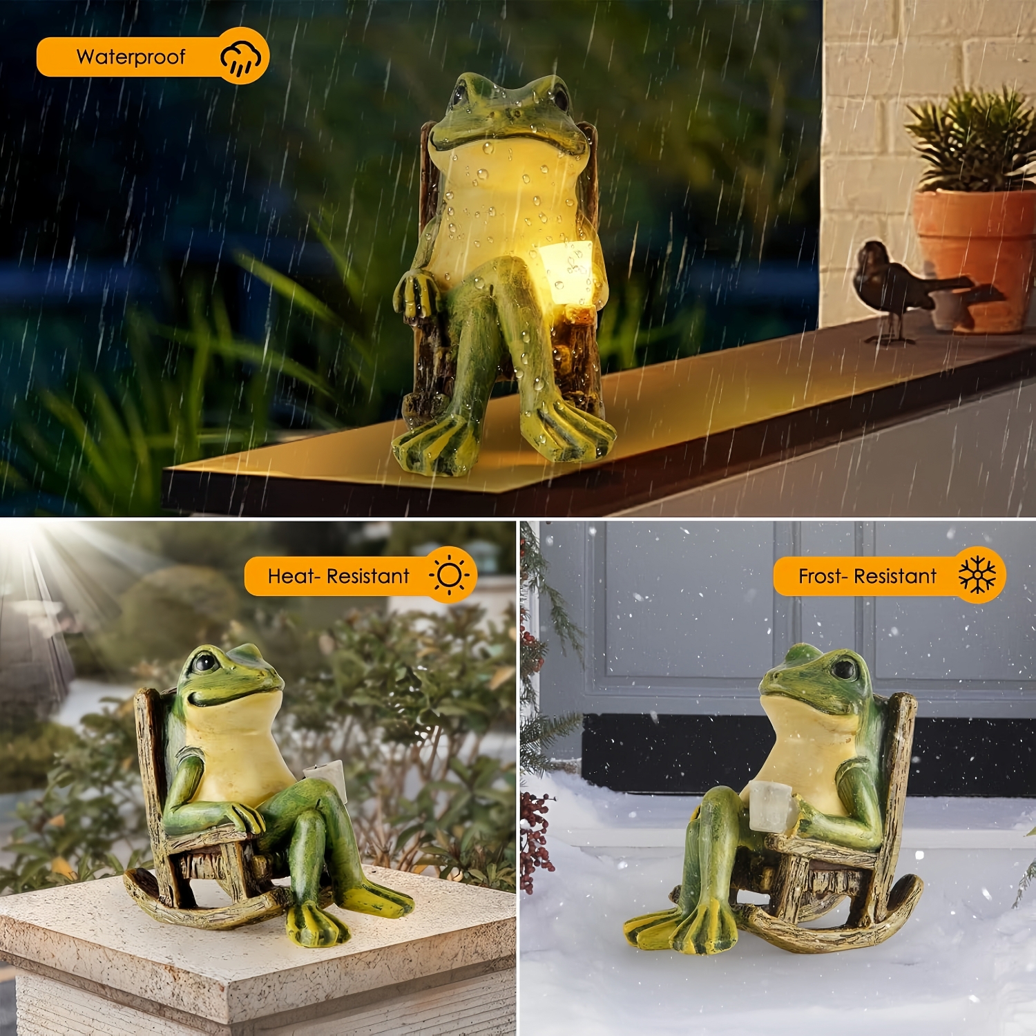 Solar Frog Garden Statue