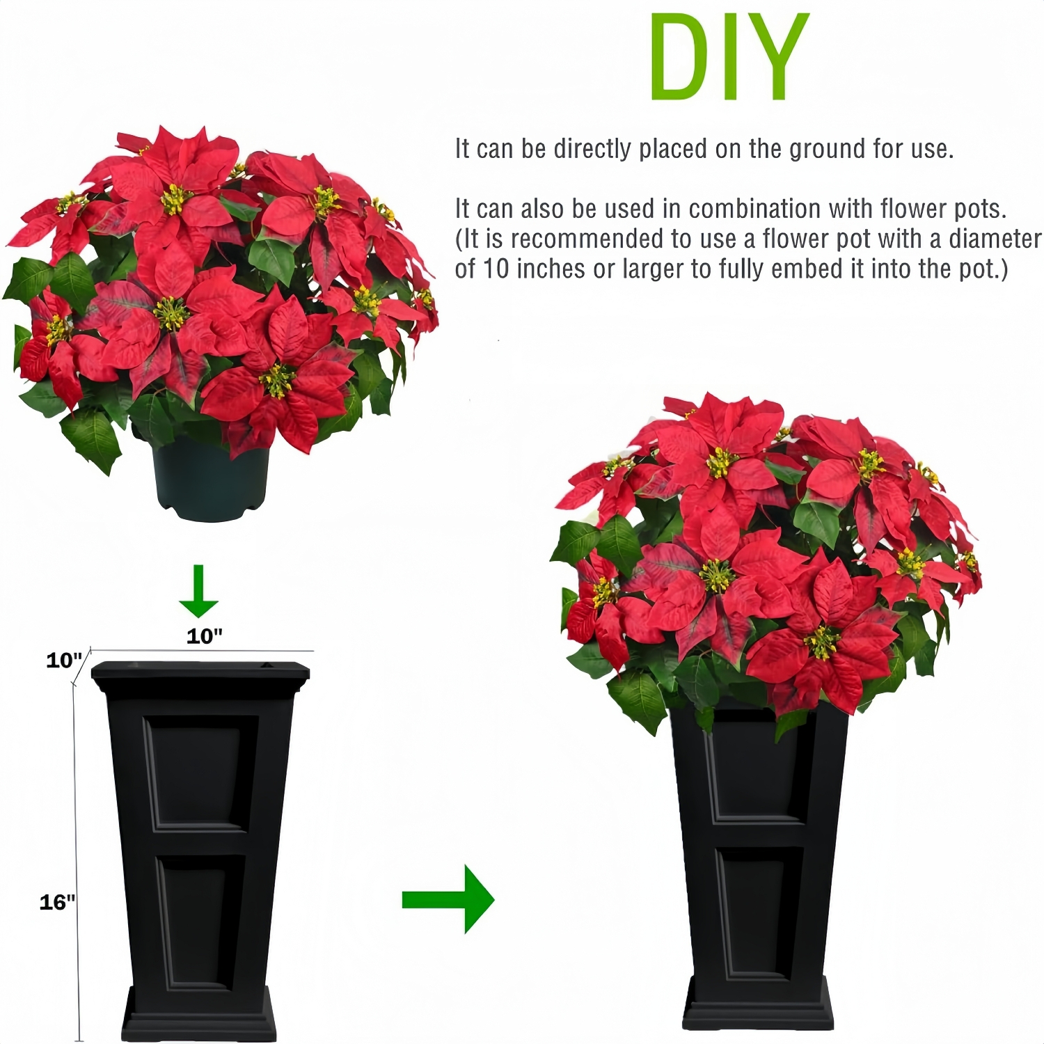 Artificial Poinsettia Christmas Topiary