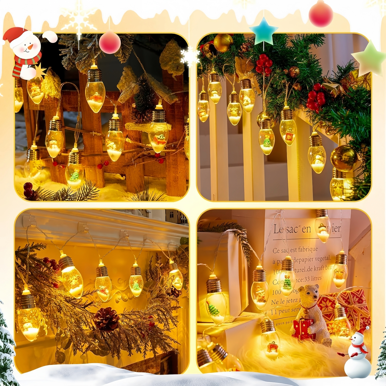 Christmas Snowflake Tree Bulb String Lights