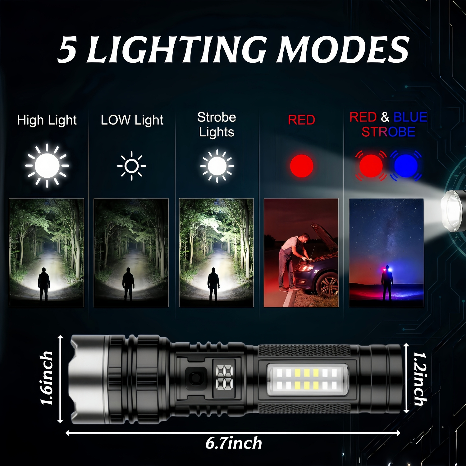 66000 Lumens Waterproof Compact Handheld Rechargeable Flashlight