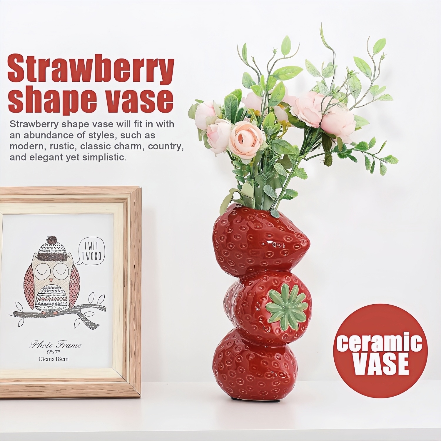 Handcrafted Stacked Fruit Ceramic Vase