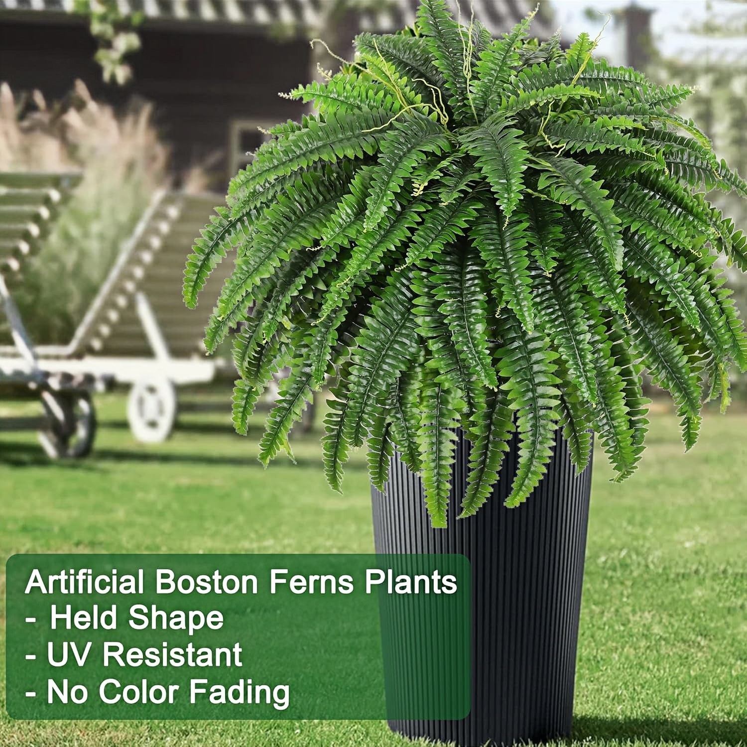 UV Resistant Lifelike Artificial Boston Ferns Plants – Lush Faux Ferns for Indoor & Outdoor Decor (1–2 Pack)