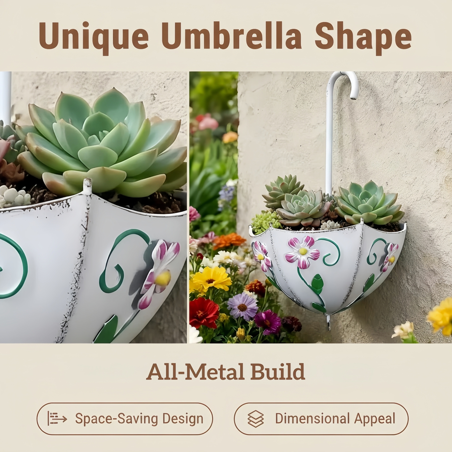 Farmhouse Metal Wall-Mounted Umbrella Planter