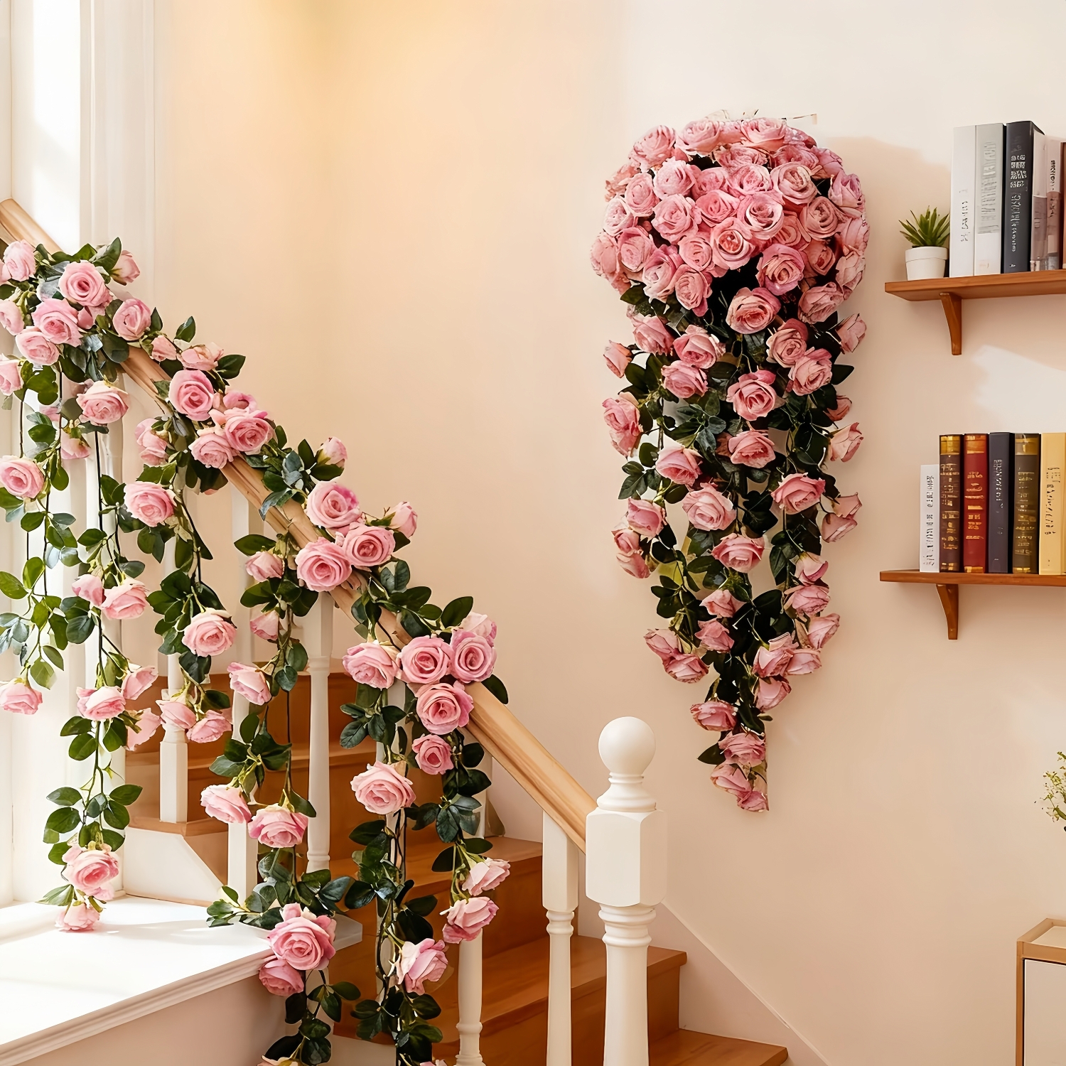 Large Realistic Artificial Rose Hanging Vine Bouquet