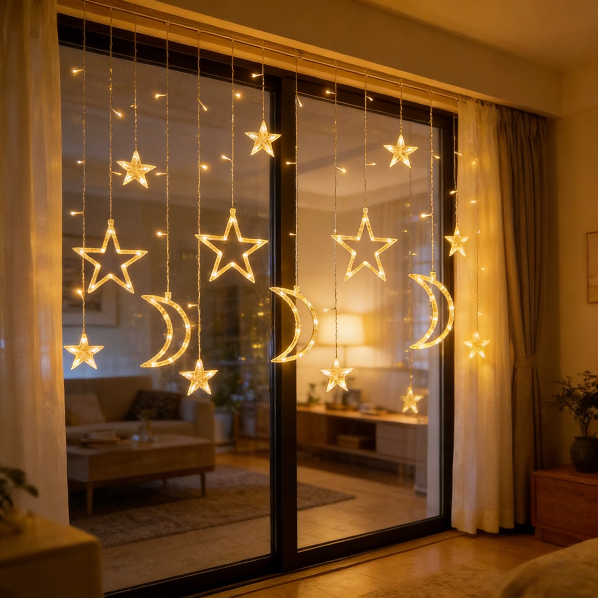 Star & Moon Curtain String Lights
