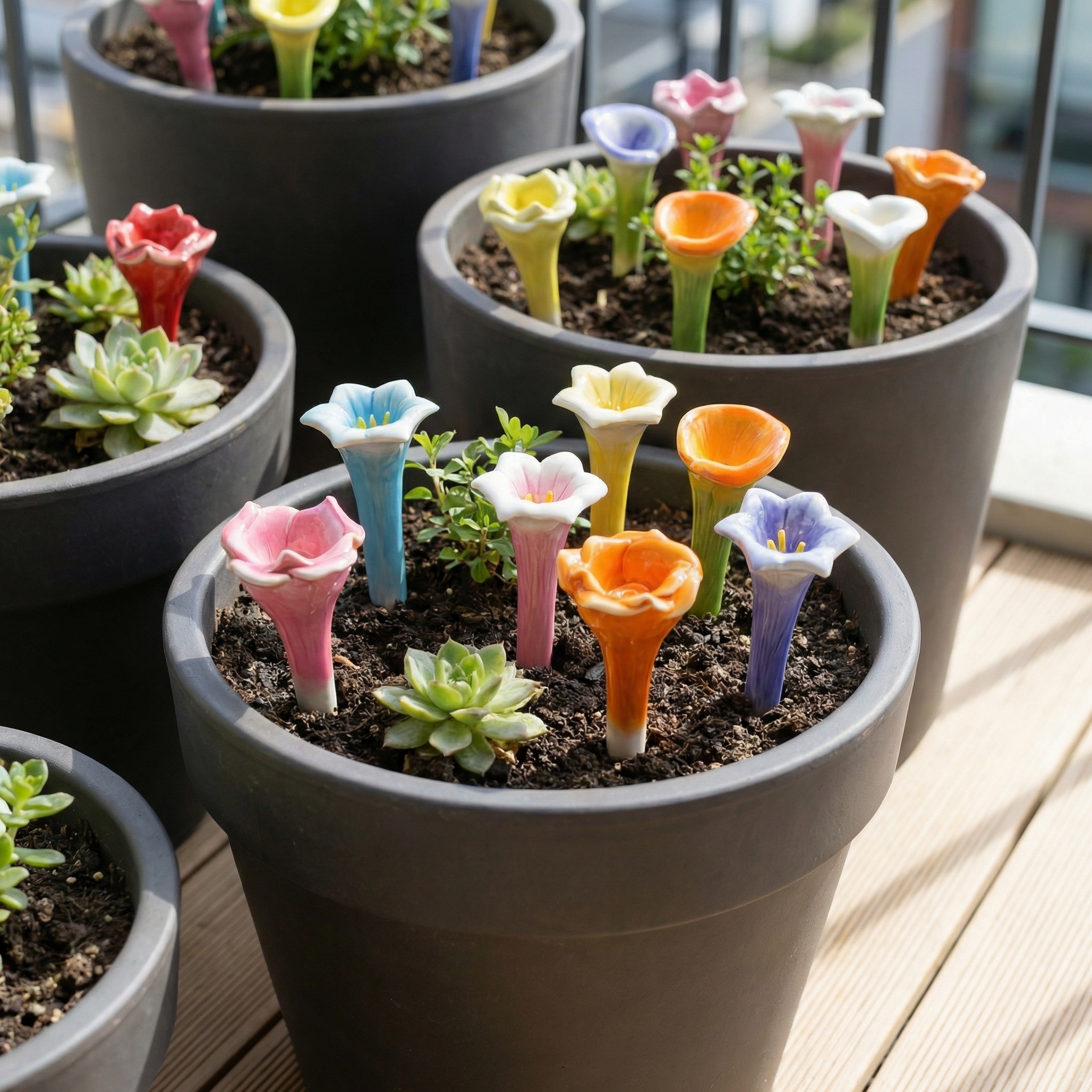 Ceramic Flower Bee Water Cup Stake