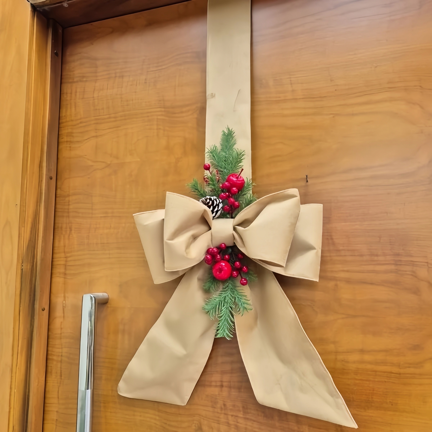 🎄Early Christmas Sale🔥Christmas Double Velvet Bow Ribbon with Holiday Greenery & Berries