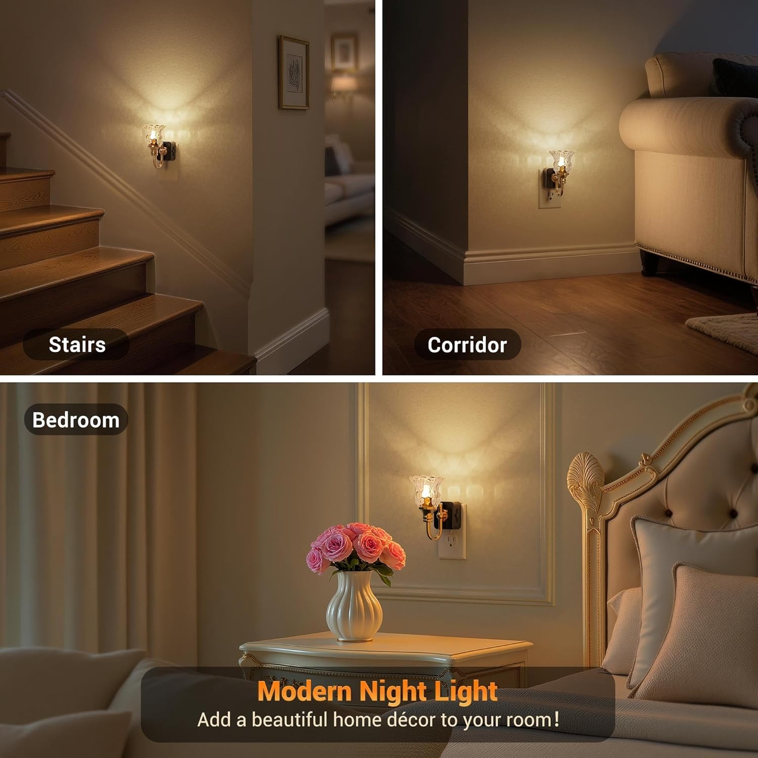 Vintage Glass Flower Plug-In Night Light