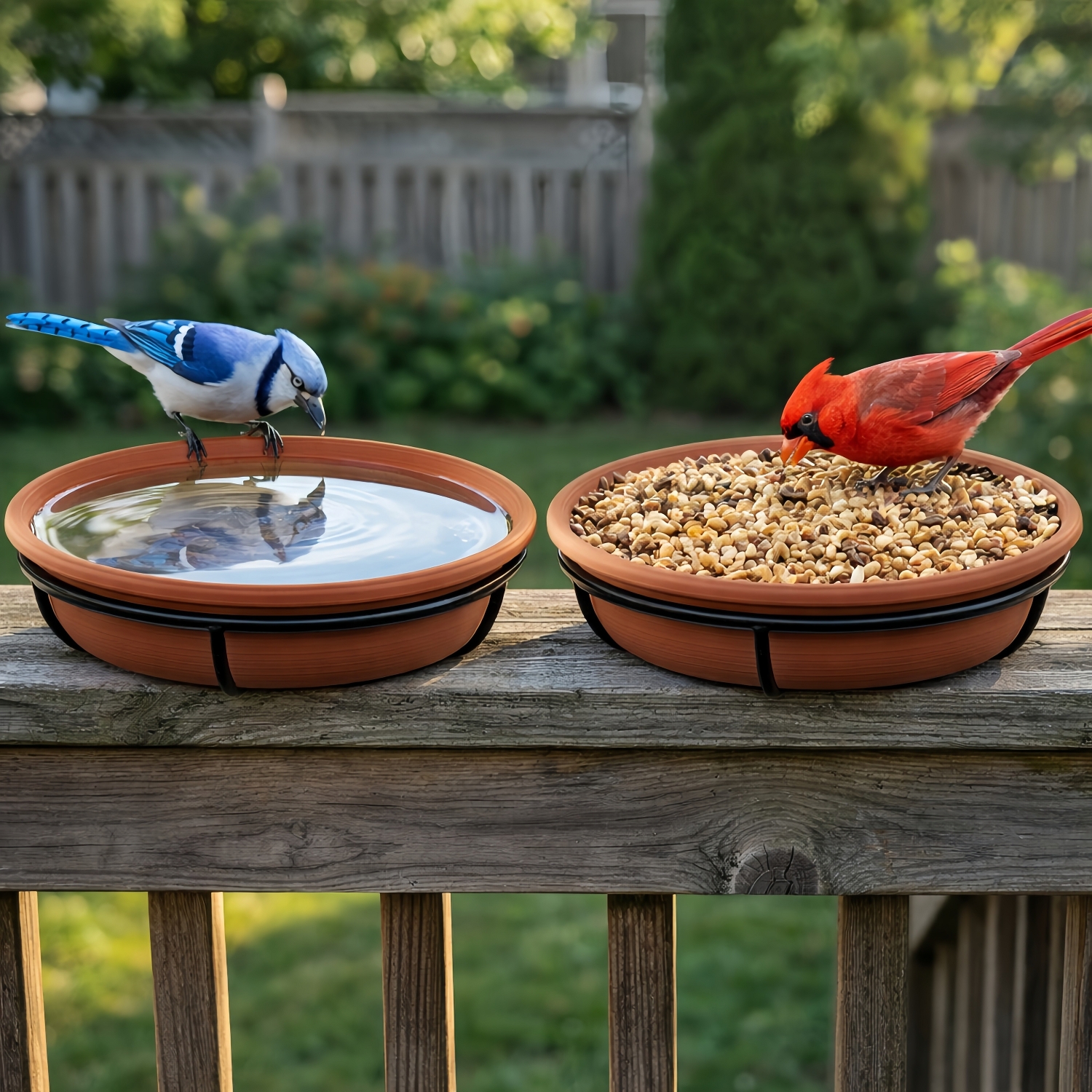 Outdoor Bird Feeding Tray with Railing
