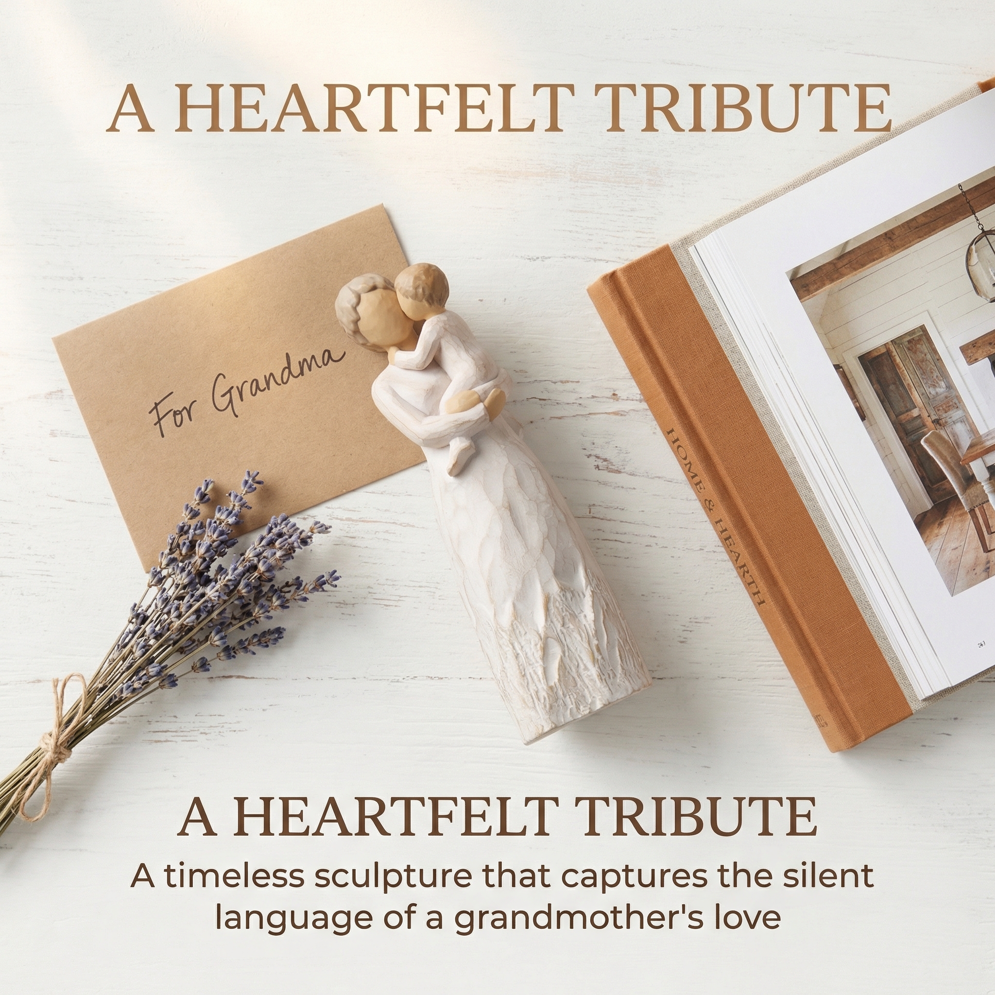 Grandma & Grandchild Figurine – First Time Grandma Gift, Hand-Painted Resin Hug & Kiss Statue